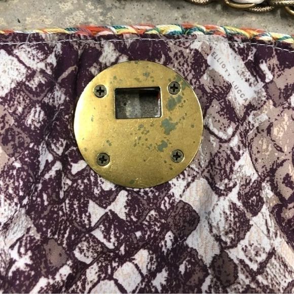 Elliott Lucca Woven Knit‎ Crochet Flap Handbag Metal Leather Chain Strap Purse - Picture 5 of 9